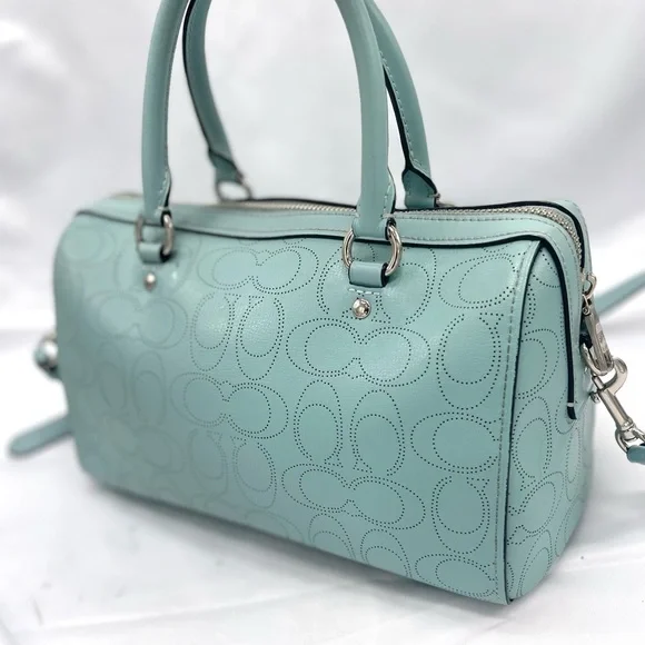 COACH Signature Perforated Leather Rowan Satchel Bag